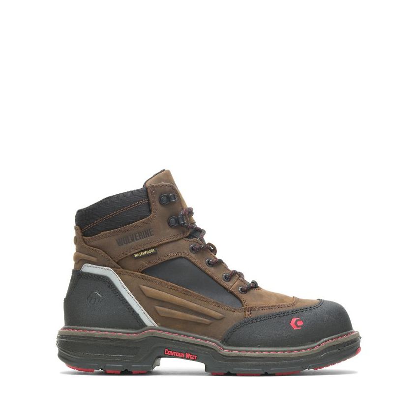 SPECIAL OFFER | WOLVERINE MEN'S OVERMAN WATERPROOF CARBONMAX 6" WORK BOOT-Brown/Black