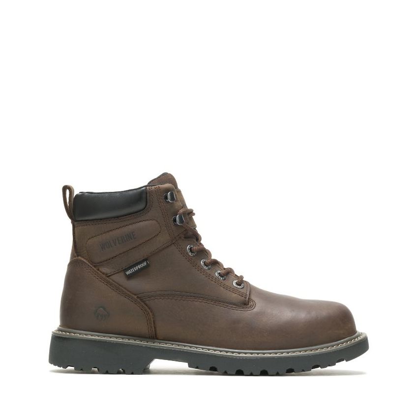 SPECIAL OFFER | WOLVERINE MEN'S FLOORHAND WATERPROOF STEEL-TOE 6" WORK BOOT-Dark Brown