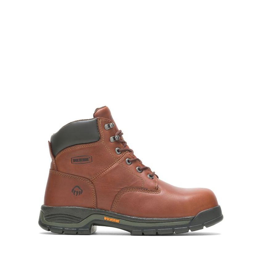 SPECIAL OFFER | WOLVERINE MEN'S HARRISON LACE-UP STEEL-TOE 6" WORK BOOT-Brown