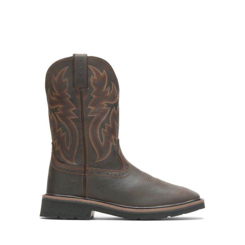 SPECIAL OFFER | WOLVERINE MEN'S RANCHER SQUARE-TOE STEEL-TOE WELLINGTON-Dk Brown/Rust