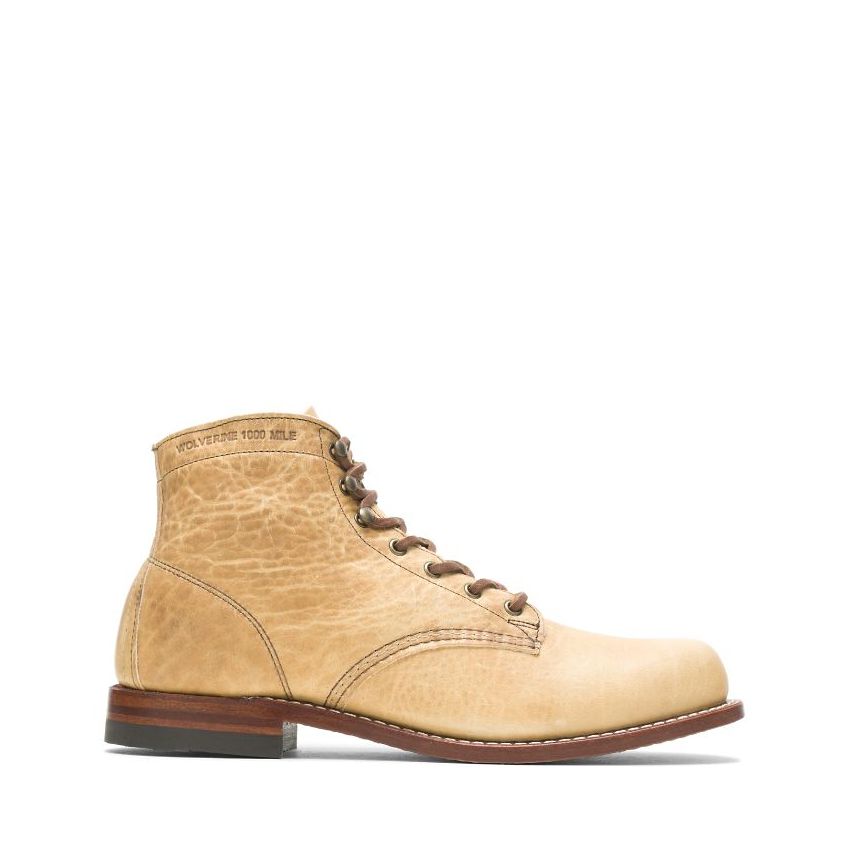 SPECIAL OFFER | WOLVERINE MEN'S OLIVE TANNED - 1000 MILE PLAIN-TOE ORIGINAL BOOT-Natural