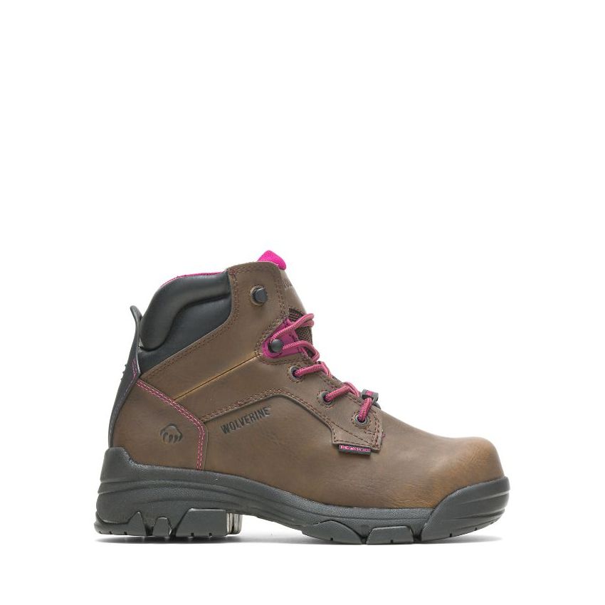 SPECIAL OFFER | WOLVERINE WOMEN'S MERLIN WATERPROOF COMPOSITE-TOE 6" WORK BOOT-Brown